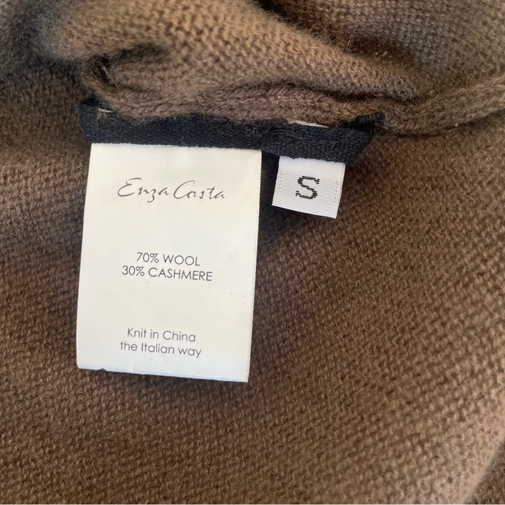 Enza Costa Cashmere Wool distressed women’s sweater small brown loose knit torn - Picture 7 of 10